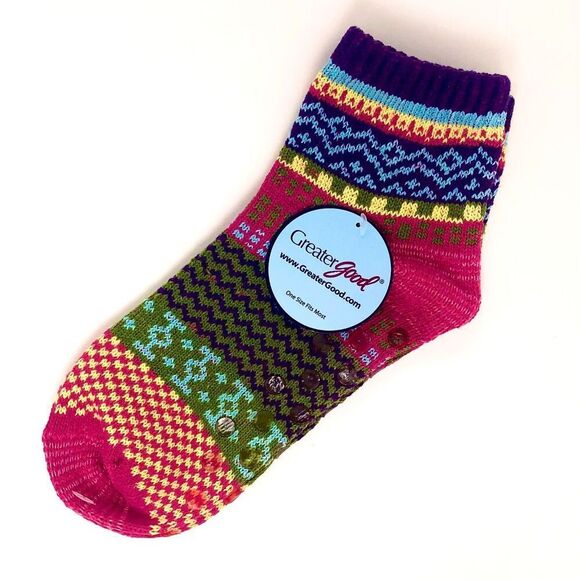 Anti-Skid Boho Socks Colorful Aztec Print PVC Gripper Bottom π𧦠- Picture 1 of 3